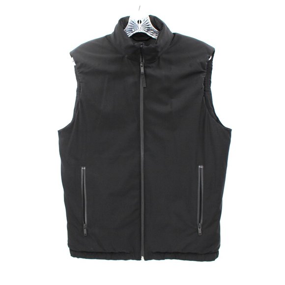 Theory Roy Active Down Fill Black Tuck Away Hood Puffer Vest M Insulated Jacket - Picture 7 of 8